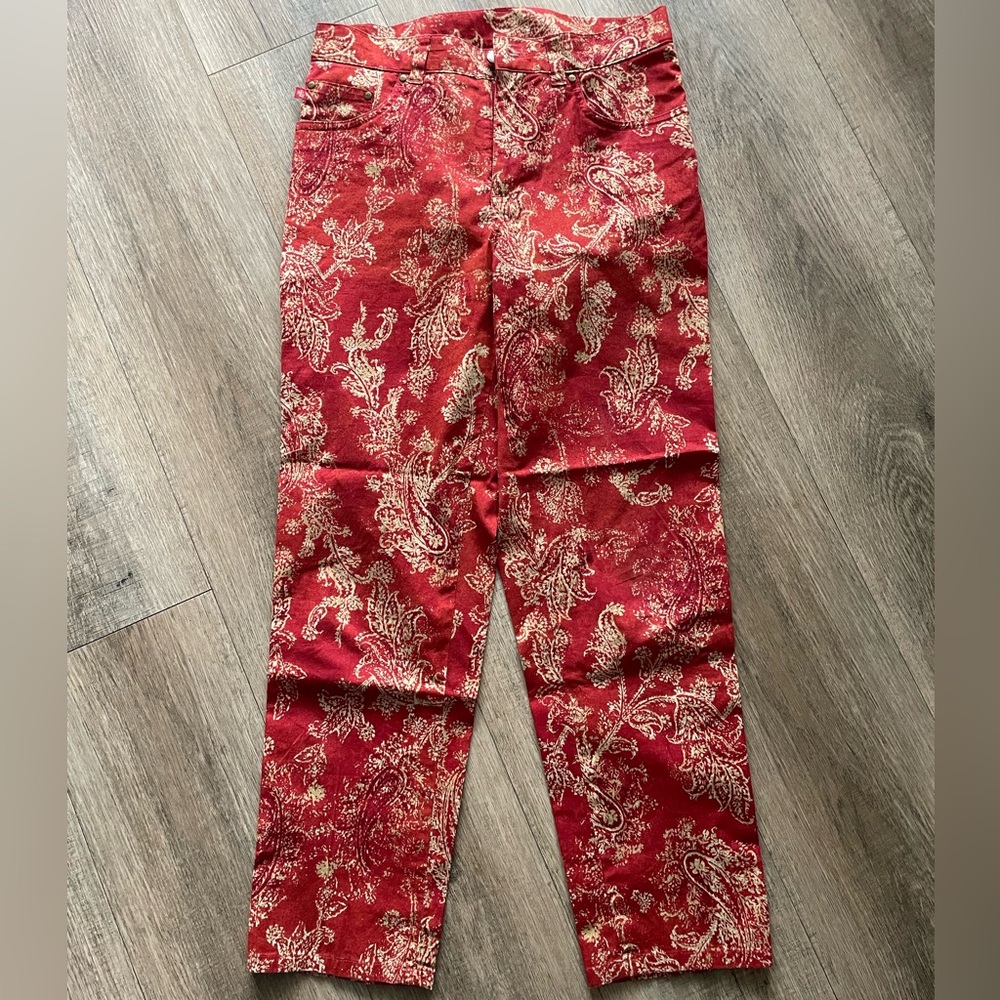 Ralph Lauren Petite Red Paisley Trousers